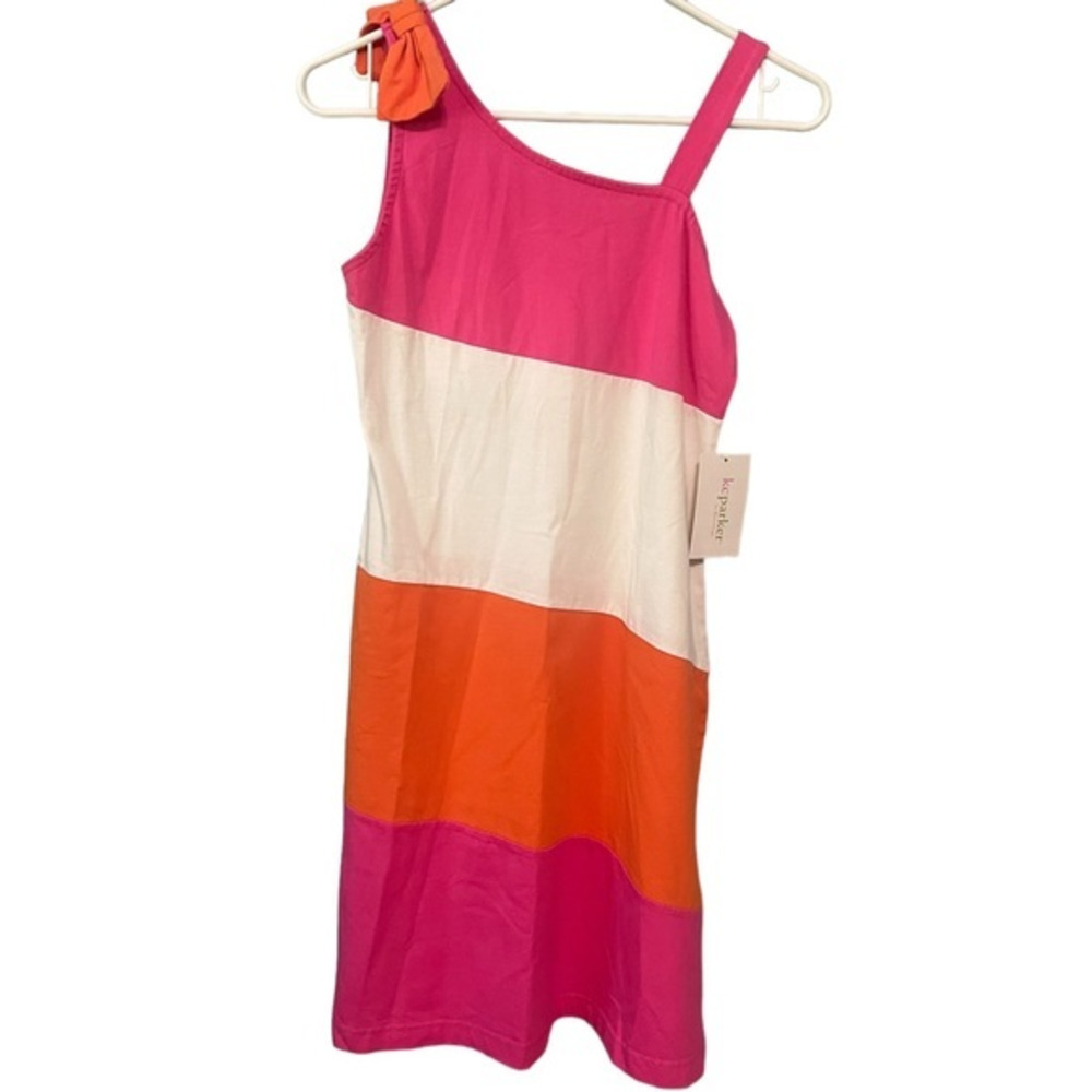 KC Parker by Hartstrings Girls Colorblock One Shoulder Bow Dress NWT Size 16